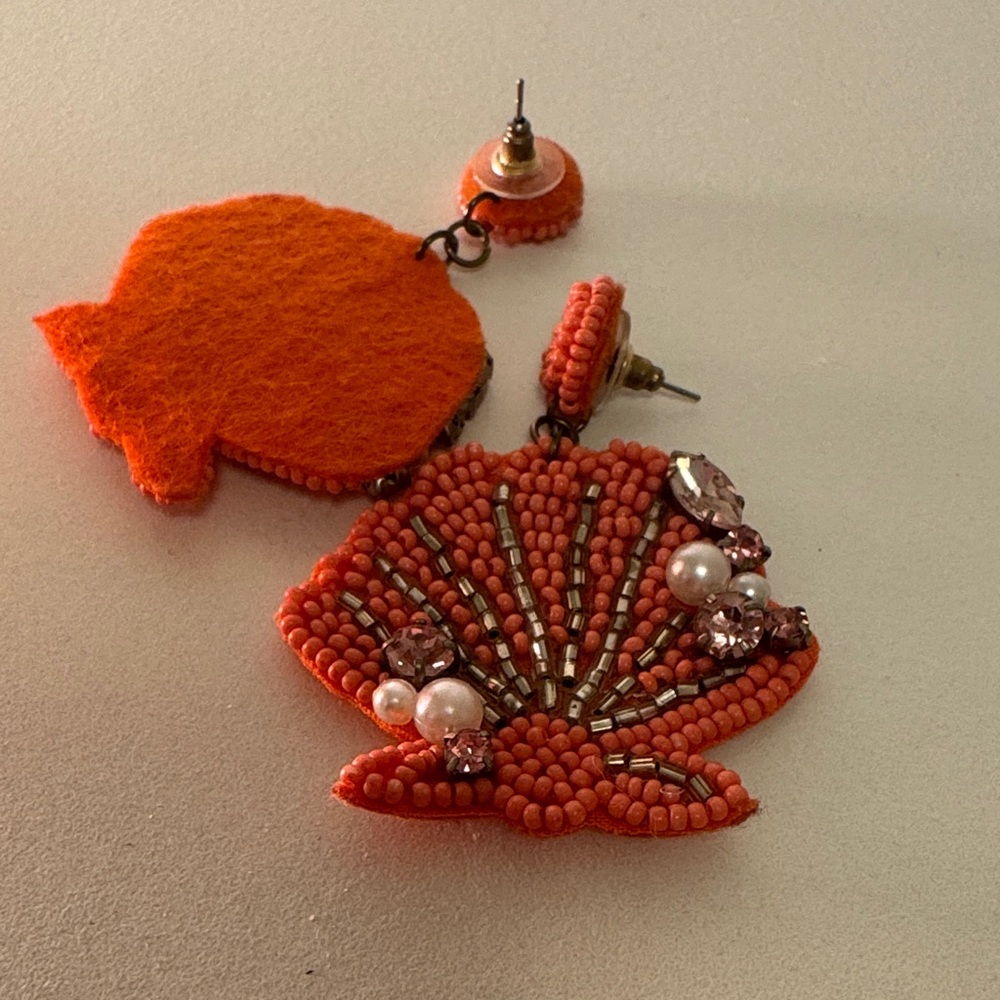 Coral Beaded Shell Earrings